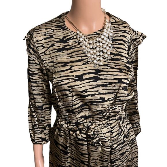 Nordstrom Rails Ora 3/4 Flutter Sleeve Drawstring Waist Animal Print Dress - Picture 3 of 12